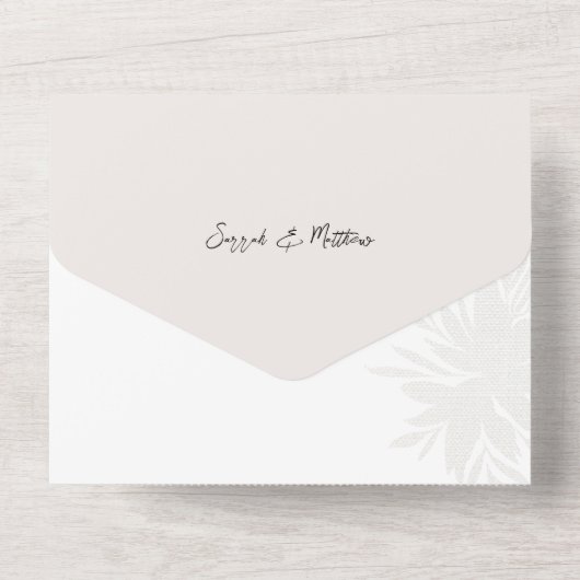 Elegant Romantic Pink Lace Flowers All In One Uitnodiging (Achterkant)