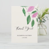 Elegant Romantic Pink Wildflowers Watercolor Art Bedankkaart (Staand voorkant)