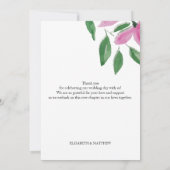 Elegant Romantic Pink Wildflowers Watercolor Art Bedankkaart (Achterkant)