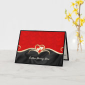 Elegant Romantic Red & Black Gold Heart Kaart (Gele Bloem)