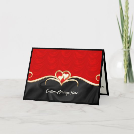 Elegant Romantic Red & Black Gold Heart Kaart (Voorkant)