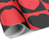 Elegant Romantic Red Black Hearts Checker Patroon Cadeaupapier (Rol Hoek)