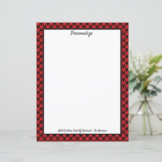 Elegant Romantic Red & Black Hearts personaliseren (Staand voorkant)