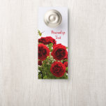 Elegant & Romantic Red Rose Bouquet Weddenschap Ni Deurhanger<br><div class="desc">Voeg een persoonlijke en unieke aangepaste kleerhanger toe voor uw kamerdecor. Elegant & Romantic Red Rose Bouquet Wedding Night door Hanger. Pas aan met naam, initialen, bericht, citaat of om het even wat u wenst. Verschillende personalisatie op of voor of achter. Een van beide of beide kan ook worden verwijderd....</div>