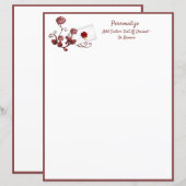 Elegant & Romantic Red Rose Vine Letter (Voorkant / Achterkant)