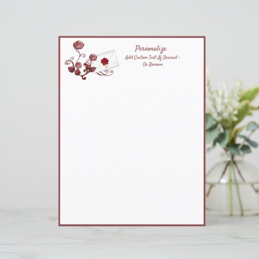 Elegant & Romantic Red Rose Vine Letter (Staand voorkant)