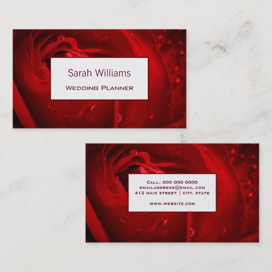 Elegant Romantic Red Rose Visitekaartje (Voorkant / Achterkant)