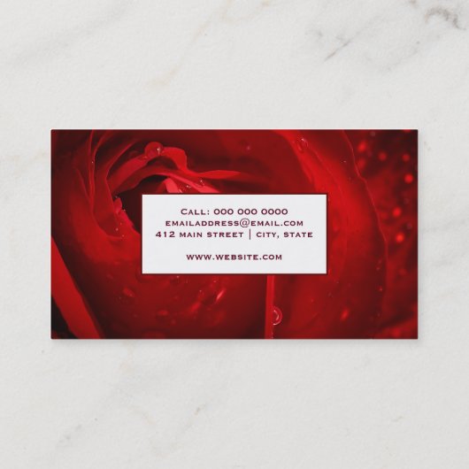 Elegant Romantic Red Rose Visitekaartje (Achterkant)
