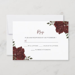 Elegant Romantic Red Rose Wedding RSVP Kaartje