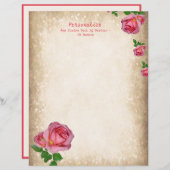 Elegant Romantic Red Rose Writing Paper (Voorkant / Achterkant)