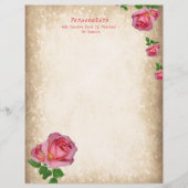 Elegant Romantic Red Rose Writing Paper (Voorkant)