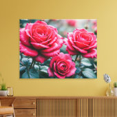 Elegant Romantic Red Roses Floral Canvas Afdruk (Insitu (Woonkamer))