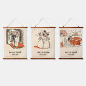 Elegant Romantic Retro Mid Century Classic Weddens Hangend Wandkleed (Driedubbel)