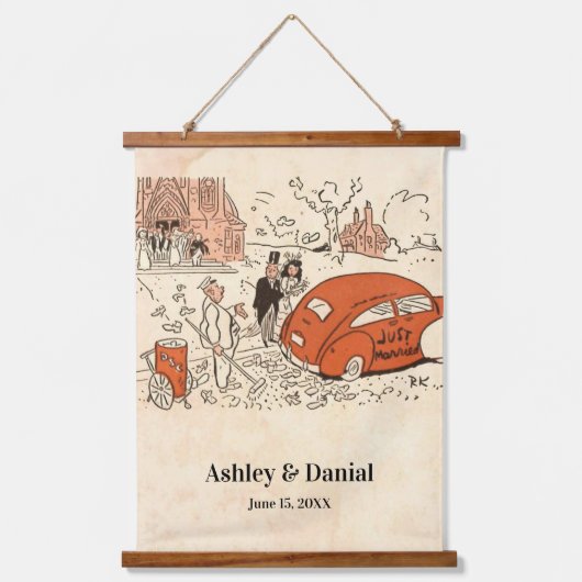 Elegant Romantic Retro Mid Century Classic Weddens Hangend Wandkleed (Voorkant 3)