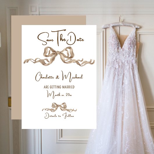 Elegant Romantic Ribbon Wedding Save The Date