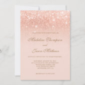 Elegant Romantic Roos Gold Sparging Wedding Kaart (Voorkant)