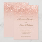 Elegant Romantic Roos Gold Sparging Wedding Kaart (Voorkant / Achterkant)