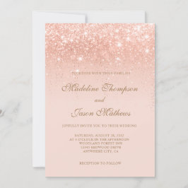 Elegant Romantic Roos Gold Sparging Wedding Kaart