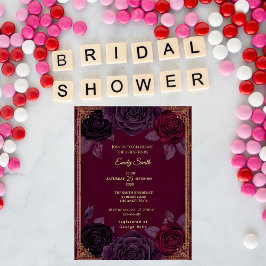 Elegant Romantic Roses Gothic Bridal Shower Kaart