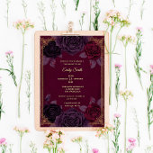 Elegant Romantic Roses Gothic Bridal Shower Kaart