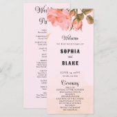 Elegant Romantic Roses Pink Wedding Programme (Voorkant / Achterkant)