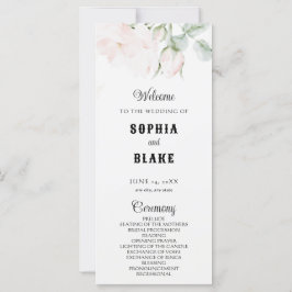 Elegant Romantic Roses White Wedding Programme