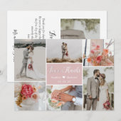 Elegant Romantic Roze 6 Foto Collage Wedding Bedankkaart (Voorkant / Achterkant)