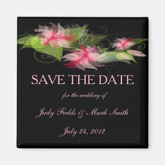 Elegant Romantic roze aanjager sparen de Datum Mag Magneet (Voorkant)