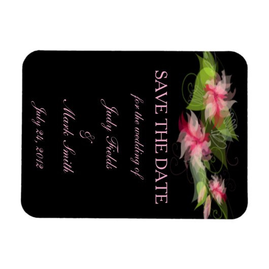 Elegant Romantic roze aanjager sparen de Datum Mag Magneet (Horizontaal)