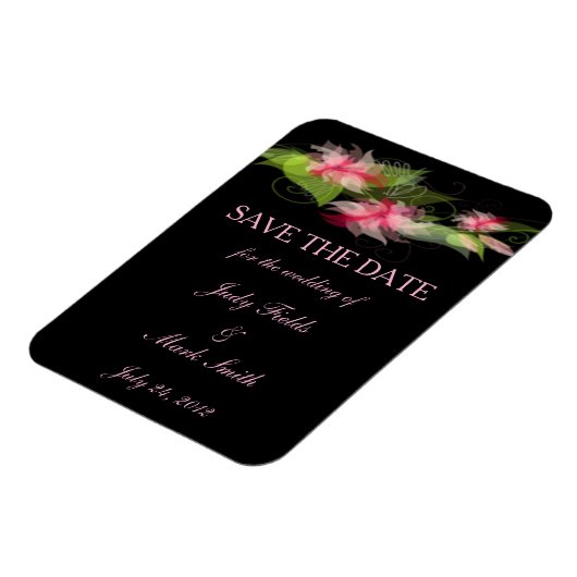 Elegant Romantic roze aanjager sparen de Datum Mag Magneet (Linkerzijde)