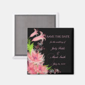 Elegant Romantic Roze Floral sparen de Datum Magne Magneet (Voorkant / Achterkant)