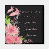 Elegant Romantic Roze Floral sparen de Datum Magne Magneet (Voorkant)