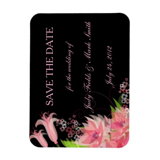 Elegant Romantic Roze Floral sparen de Datum Magne Magneet (Verticaal)
