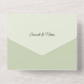 Elegant Romantic Roze Groene Waterverf Rozen All In One Uitnodiging (Achterkant)