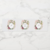 Elegant Romantic Rustic Floral Monogram Wedding Wa Waterfles Etiket (Enkel label)