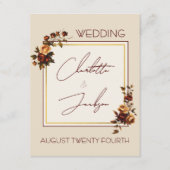 Elegant Romantic Rusty Rose Autumn Wedding Informatiekaartje (Voorkant)