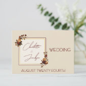 Elegant Romantic Rusty Rose Autumn Wedding Informatiekaartje (Staand voorkant)