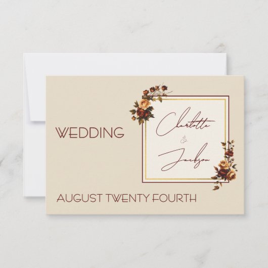 Elegant Romantic Rusty Rose Autumn Wedding RSVP Kaartje (Voorkant)