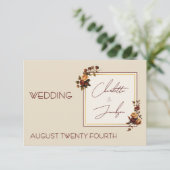 Elegant Romantic Rusty Rose Autumn Wedding RSVP Kaartje (Staand voorkant)
