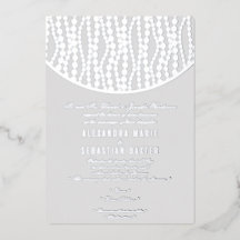 Elegant Romantic Script Grey Pearls Wedding Silver