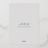 Elegant Romantic Script Grey Pearls Wedding Silver Folie Uitnodiging (Achterkant)