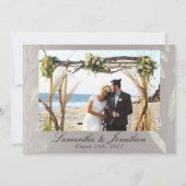 Elegant Romantic Silver Coral Floral Foto Weduwsch Bedankkaart (Achterkant)