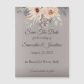 Elegant Romantic Silver Pink Floral Save the Date (Voorkant)