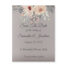 Elegant Romantic Silver Pink Floral Save the Date