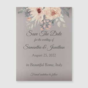 Elegant Romantic Silver Pink Floral Save the Date