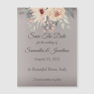 Elegant Romantic Silver Pink Floral Save the Date