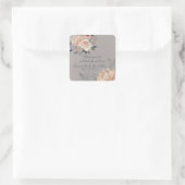 Elegant Romantic Silver Pink Floral Wedding Vierkante Sticker (Tas)