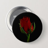 Elegant & Romantic Single Red Rose Button (Voorkant /achterkant)