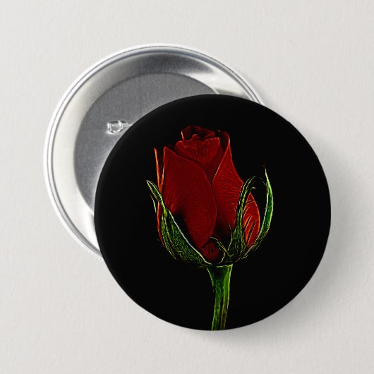 Elegant & Romantic Single Red Rose Button (Voorkant /achterkant)