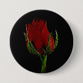 Elegant & Romantic Single Red Rose Button (Voorkant)